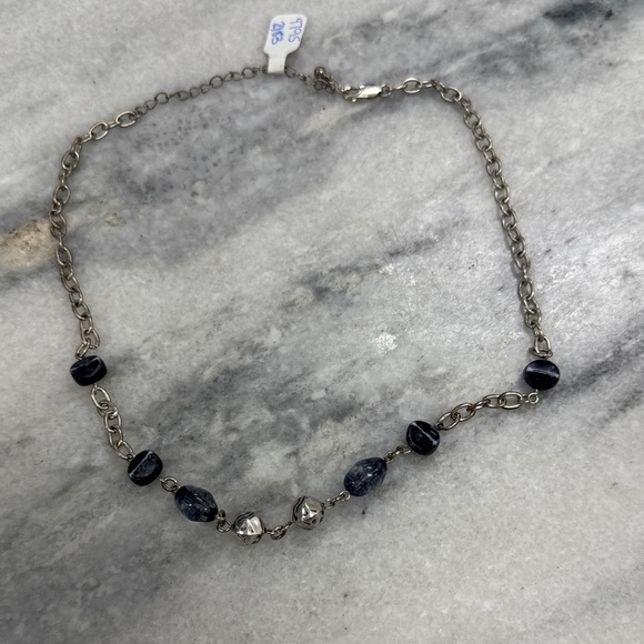 Jewelry - Silver Black and Blue Beaded Necklace